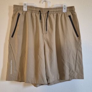 Tan Relaxed Fit Elastic Waist Shorts